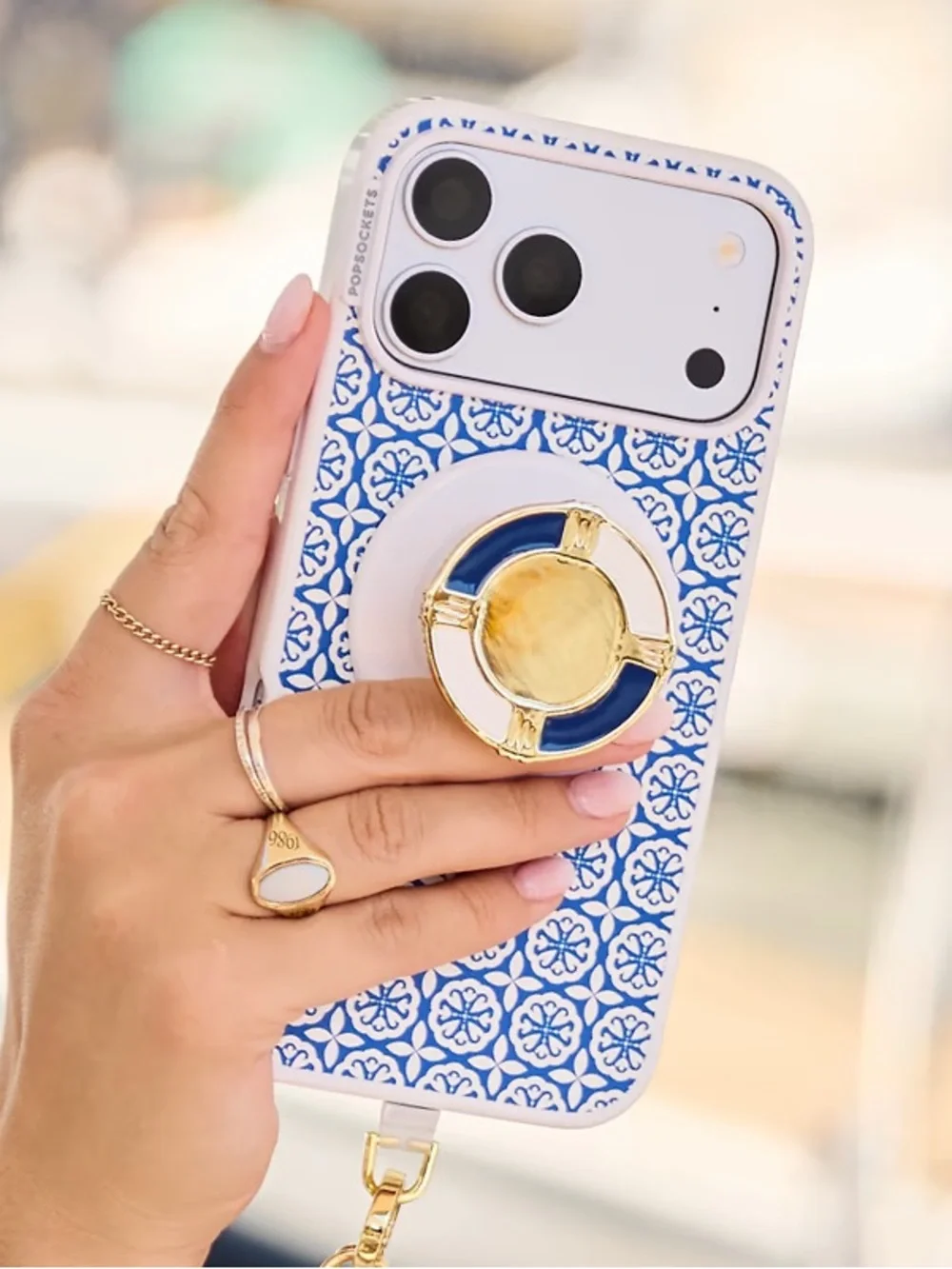 Popsockets Navy Mosaic iPhone 17 Pro Max MagSafe Case